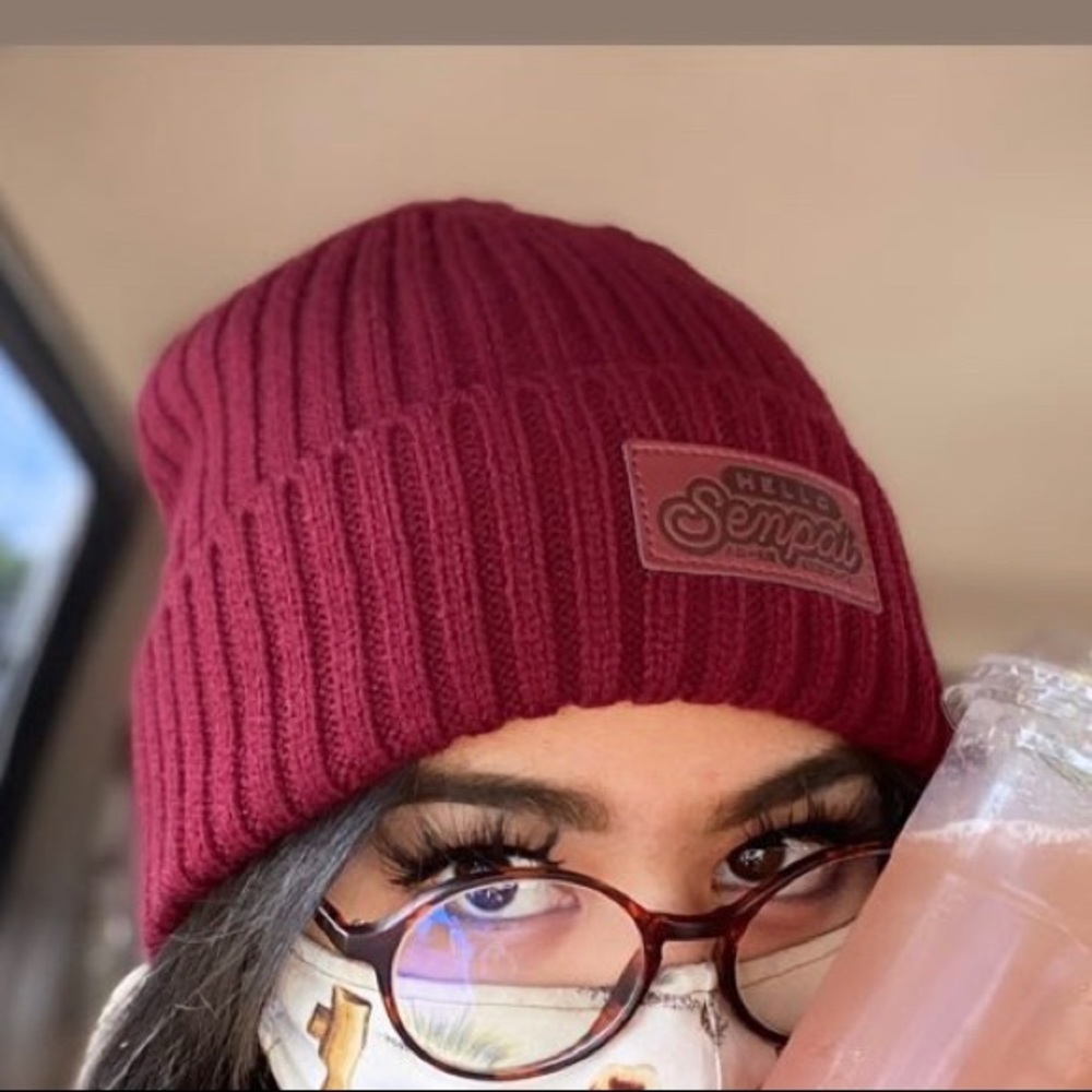 Maroon Hello Senpai Unisex Beanie